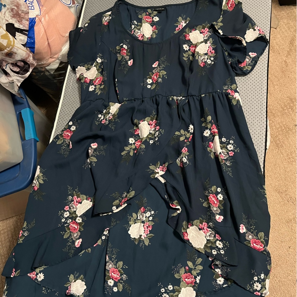 Torrid Floral High Low Dress - Black and Pink